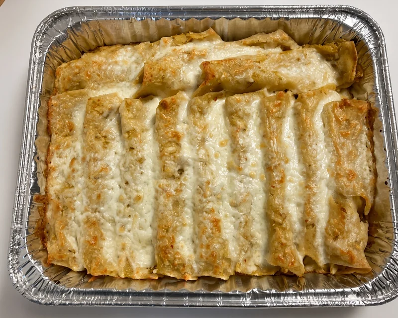 Chicken enchiladas tray from Tres Marias Mexican Food Market in Calgary, AB