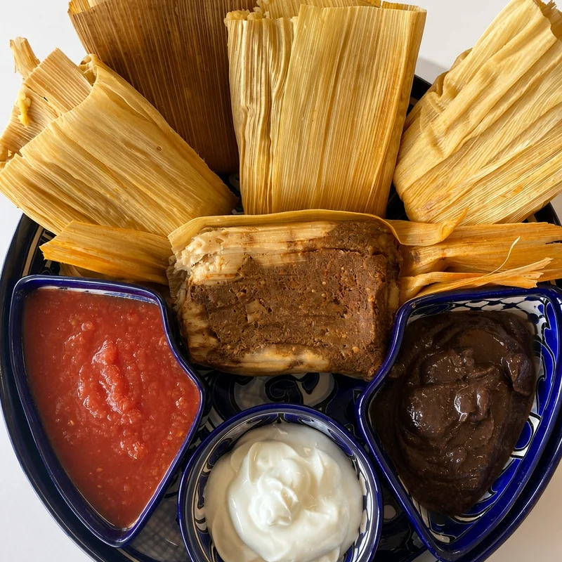 Homemade Mexican tamales at Tres Marias Mexican Food Market in Calgary, AB